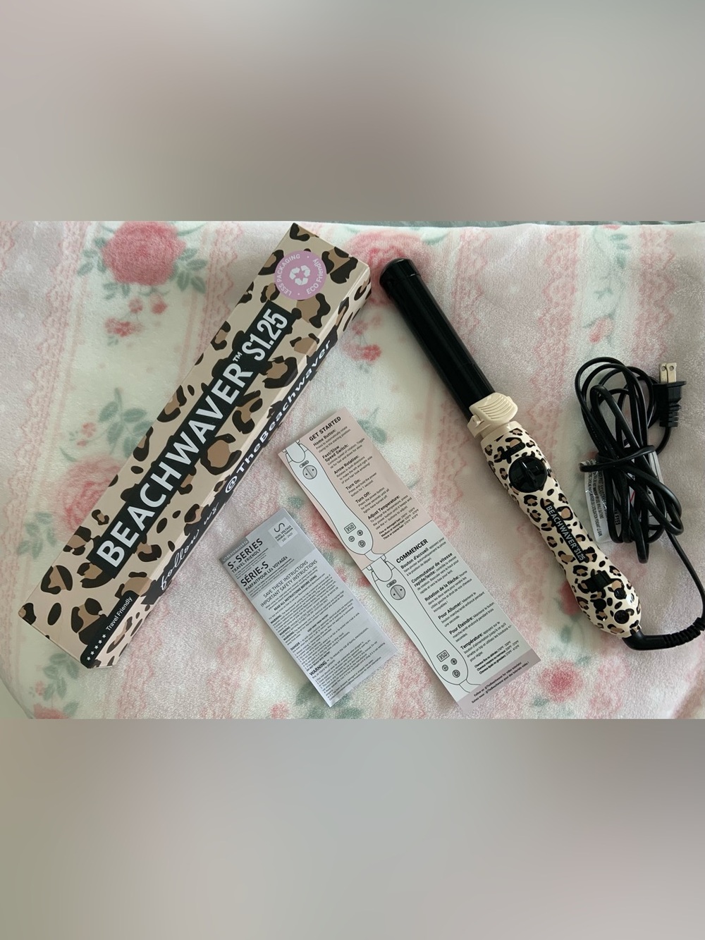 🐆🩷 The Beachwaver S1.25 Leopard Curling Wand- EUC 🐆🩷